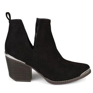 Journee Collection Womens 7 M Black Block Heel Ankle Booties DISPLAY HG6